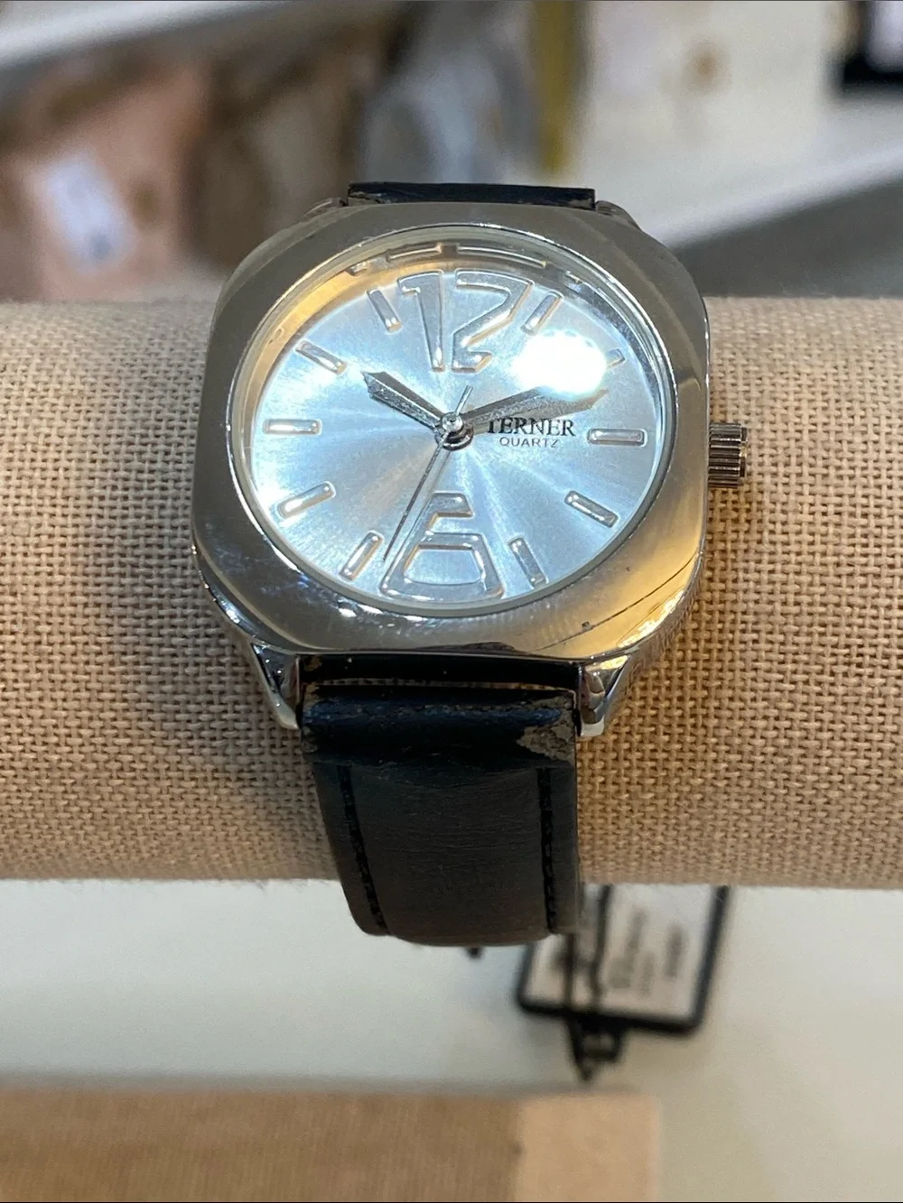 Bijoux Terner Black Strap silver-Tone Case Men's Watch